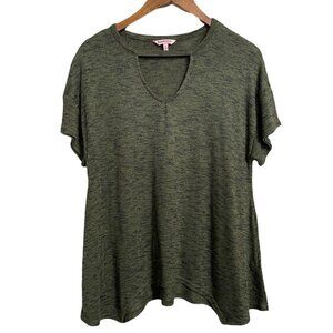 Juicy Couture Womens Green Space Dye Shark Bite Hem Keyhole Y2K Blouse Small